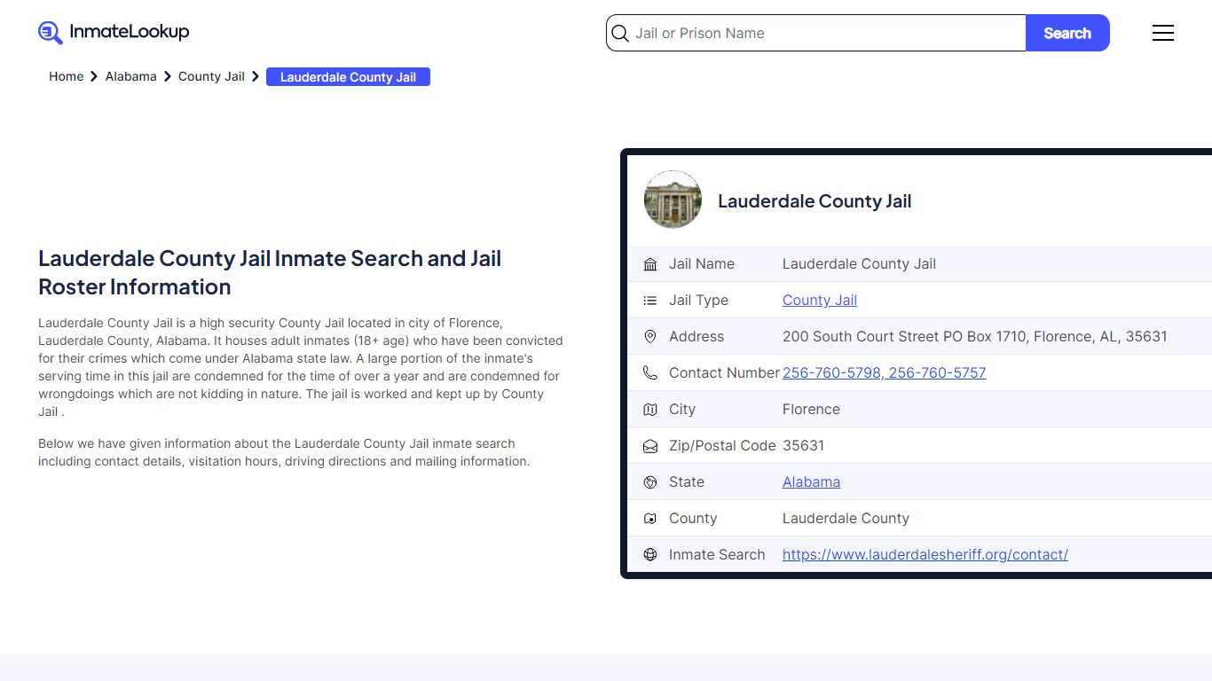 Lauderdale County Jail Inmate Search and Jail Roster Information