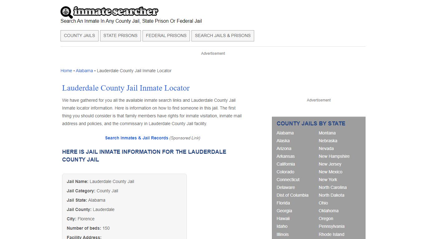 Lauderdale County Jail Inmate Locator - Inmate Searcher